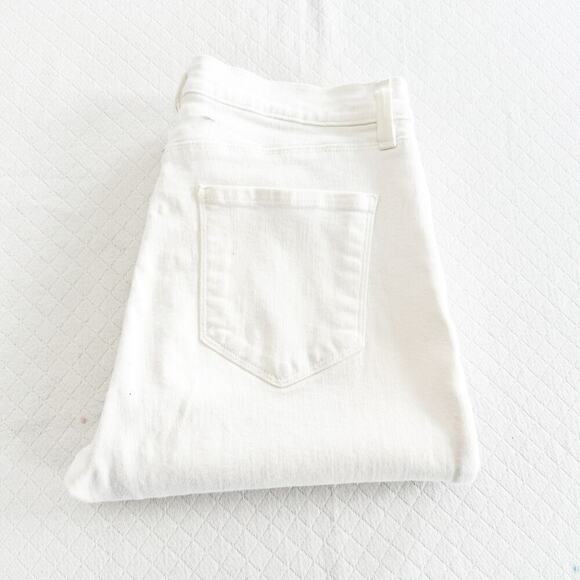 L'Agence Sada Cropped Slim High Rise White Denim Jeans Raw Hem Stretchy Size 30 - Picture 1 of 8